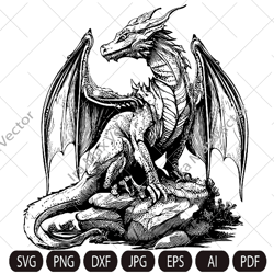 dragon svg , fantasy dragon svg , mythical animal svg, dragon head svg, dragon detailed, dragon printable