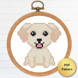 Cute Tiny Golden Retriever Puppy Dog Cross Stitch Pattern. Super Easy Small Cross Stitch for Beginners