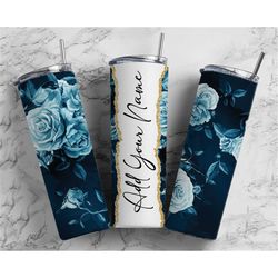 Flowers Add Your Own Text Name Monogram Sublimation Tumbler Designs Floral - 20oz Skinny Tumbler Wraps Templates - PNG 2