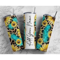 Sunflower Country Add Your Own Text Name Monogram Sublimation Tumbler Designs Floral 20oz Skinny Tumbler Wraps Templates