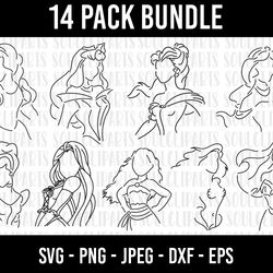 princess silhouette svg bundle, snow white svg, princess svg, princess svg files for cricut silhouette/tumbler svg