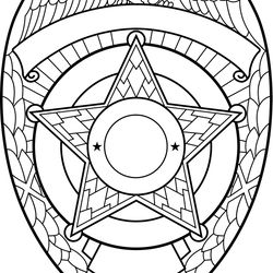 blank new sheriff badge vector line art file black white vector outline or line art file