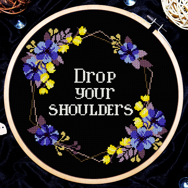 Drop your shoulders Unclench your jaw Drink some water, Quote cross stitch, Sarcastic cross stitch, Subversive cross stitch,   Digital PDF.jpg