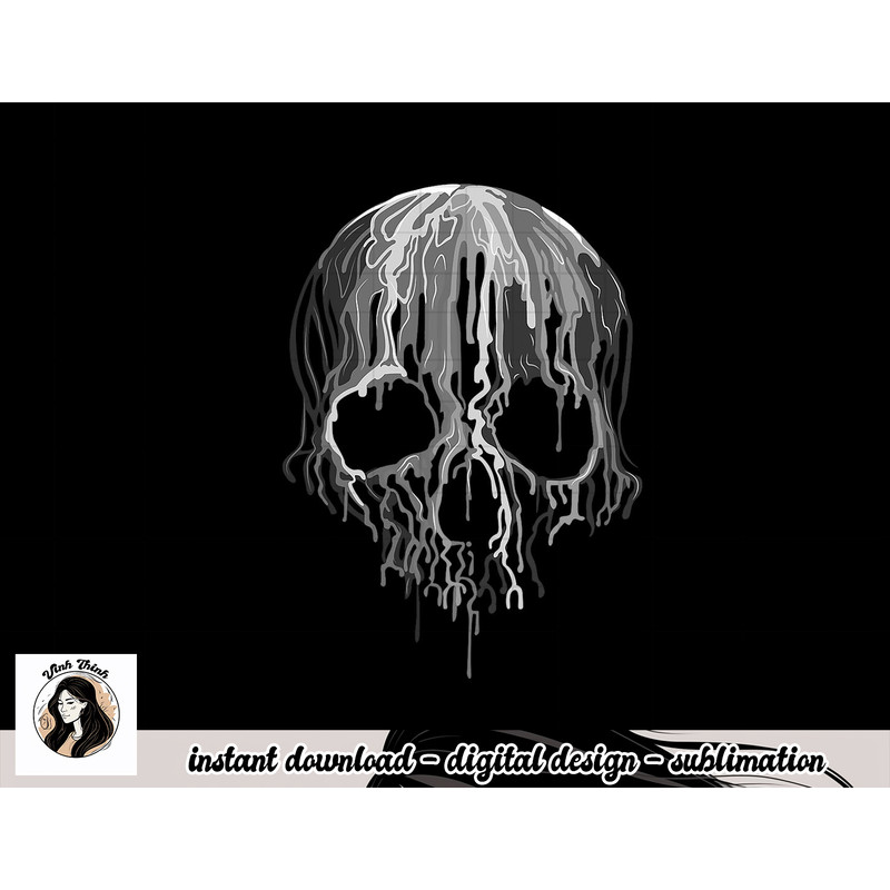Melting Skull Black White Art Graphic Halloween TShirt copy.jpg