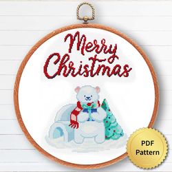 Cute Polar Bear Christmas Cross Stitch Pattern