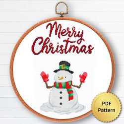 Cute Snowman Christmas Cross Stitch Pattern