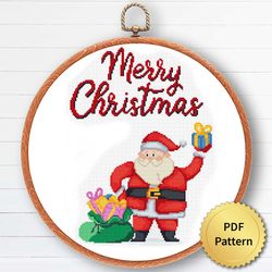 Funny Christmas Santa Cross Stitch Pattern, Easy Cute Christmas Ornaments Embroidery, Counted Cross Stitch Char