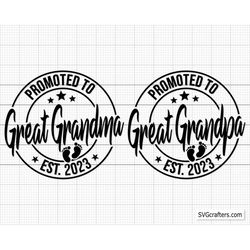Promoted To Great Grandma And Great Grandpa Svg Png, Baby Announcement Svg, Established Svg, Grandma Grandpa Est 2023 Sv