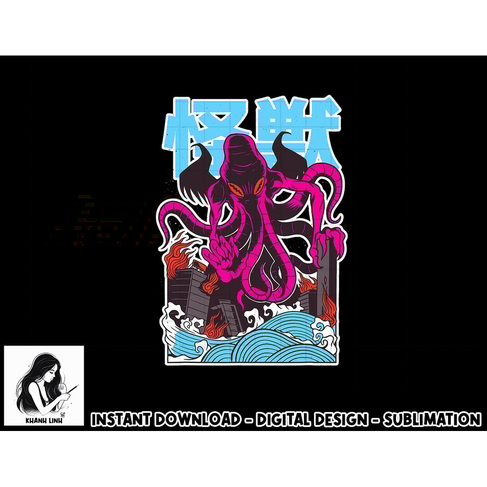 Octopus Monster Japanese Text Writing Manga Halloween Gifts png, sublimation copy.jpg