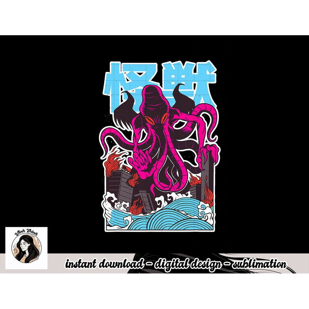 Octopus Monster Japanese Text Writing Manga Halloween Gifts png, sublimation copy.jpg