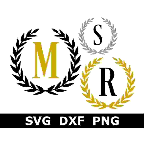 Monograma Romen Monogram SVG/DXF/PNG Alphabet, Leaves Border Roman Letters, - Inspire ...