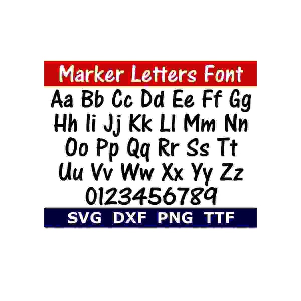Marker Script Letters Marker Font SVG TTF, Marker Letters Alphabet, School Font, - Inspire Uplift