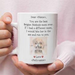 personalized belgian malinois mom gift, belgian malinois dog mom mug, belgian malinois lover gift, gifts for belgian mal