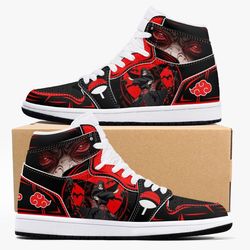 naruto shippuden akatsuki uchiha itachi ninjutsu jd1 shoes, sakata gintoki gintama jordan 1 shoes