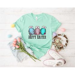 happy easter nurse tee, easter nurse shirt, nurse crew shirt, nurse gift for easter day, easter shirt for woman