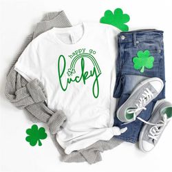 Happy Go Lucky Shirt, St Patricks Day Shirt, Lucky Shirt, Glitter Lucky Shirt, Lucky Tee