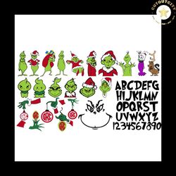 the grinch bundle, christmas svg, the grinch svg, grinch font, the grinch vector, grinch face svg, grinch hand svg, merr