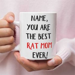 personalized rat mom mug, rat lover gift, best rat mom ever, custom rat gifts for rat owners, rat parent gift