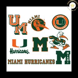miami hurricanes svg bundle, sport svg, miami hurricanes logo, miami hurricanes football, miami hurricanes football team