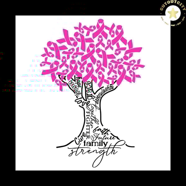 Breast Cancer tree vector, Breast Cancer Svg, Breast Cancer | Inspire ...