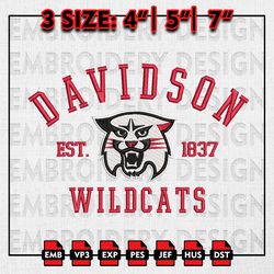 Davidson Wildcats Embroidery files, NCAA Embroidery Designs, NCAA Davidson Wildcats Machine Embroidery Pattern