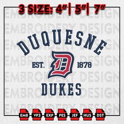 Duquesne Dukes Embroidery files, NCAA Embroidery Designs, NCAA Duquesne Dukes Machine Embroidery Pattern