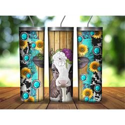 Western Baby Calf Tumbler,20oz Skinny Tumbler Sublimation Designs,Baby Calf Png,Western Png,Sunflower Png,Tumbler,Animal