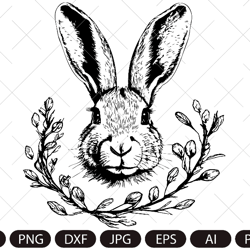 Bunny SVG, Easter Bunny SVG, Happy Easter svg, Spring svg, Rabbit SVG Cut file, willow frame svg, Animal Face svg