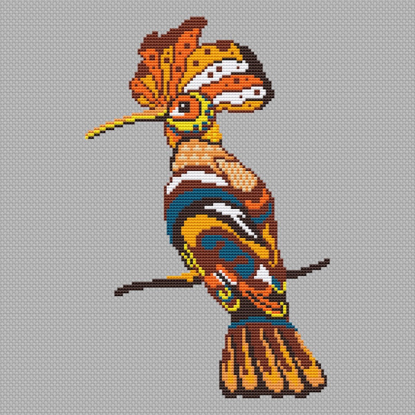 Hoopoe counted cross stitch chart