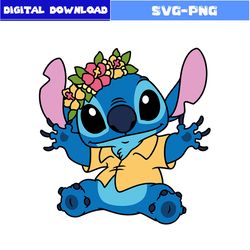 Stitch With Flower Svg, Stitch Svg, Lilo Svg, Funny Stitch Svg, Lilo And Stitch Svg, Disney Svg, Png Digital File