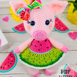 pig patterns watermelon crochet pig amigurumi  pattern