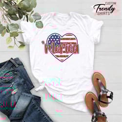love america shirt, american flag heart shirt, merica shirt, 4th of july gift, memorial day shirt, usa shirt, womens 4th