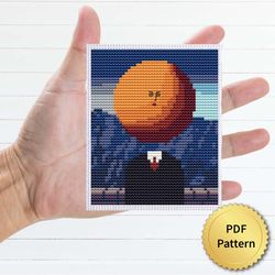 The art of living by Rene Magritte Cross Stitch Pattern. Miniature Art, Easy Tiny