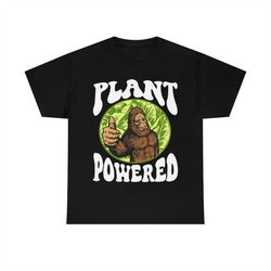 plant powered funny vegan vegetarian bigfoot squatch retro t-shirt