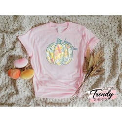 floral pumpkin shirt, boho fall shirt for women, happy fall t-shirt, fall pumpkin shirt, bohemian clothing, kids fall sh