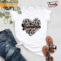 Grandma Leopard Shirt, Grandma Mothers Day Gift, Leopard Heart Shirt, Mothers Day Shirt for Grandma, Grandmother Birthda