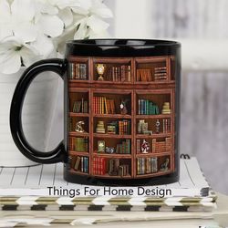 librarian coffee mug, library book shelf mugs, library gifts, book lover gift, bibliophile gifts, merry christmas gifts