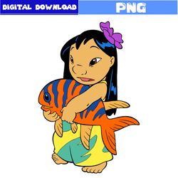 Lilo And Fish Png, Stitch Png, Lilo And Stitch Png, Summer Png, Lilo Png, Disney Png, Png Digital File