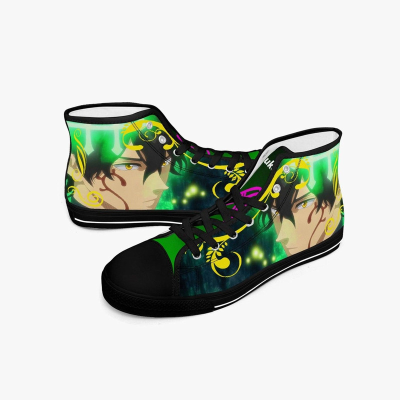 Black Clover Yuno High Canvas Shoes for Fan, Black Clover Yuno High Canvas Shoes Sneaker