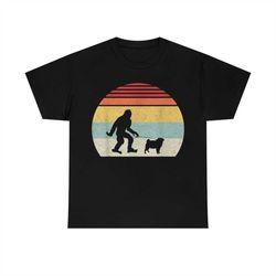 vintage retro bigfoot walking pug dog t-shirt