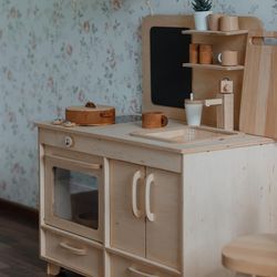 Handcrafted Wooden Play Kitchen, Play Kitchen Set, Girl Birthday Gift, Children's Play Kitchen, Nursery Decor,Kids Room