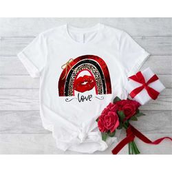 Love Kiss Shirt, Womens Valentines Shirt, Gift for Valentine's Day, Love Leopard Shirt, Lips Valentine Shirt, Girls Vale