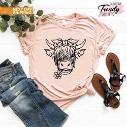Highland Heifer Shirt, Highland Cow Shirt, Womens Cow Gift, Cowgirl Shirt, Farm Life Shirt, Farmer Gifts for Women, Cute