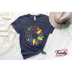 autism shirt for women, autism sunflower shirt, autism gifts for teacher, autism awareness shirt, autism mom shirt, auti