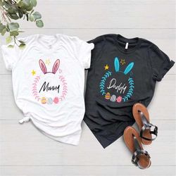 easter family matching t-shirts, customized easter mommy and daddy tee, personalized family easter shirts, cute bunny cu