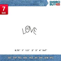 love sad / typo  embroidery design / icon design / embroidery pattern / design pes dst vp3  format