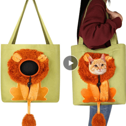 Lion Shape Cat Carriers Bags Adjustable Soft Pet Carriers Outgoing Travel Pets Handbag Portable Breathable Pet Canvas