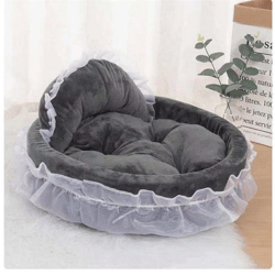 Hanpanda Fantasy Bow Lace Dog Bed Romantic 3D Detachable Oval Pet Princess Bed New Year Dog Soft Sofa Nest Pet Wedding