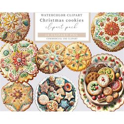 Christmas Cookies Clipart, Christmas Clipart, Watercolor Clipart, Cookies Clipart, Christmas Png, Christnas Cliapart,