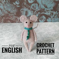 PDF crochet pattern little rat. Crochet miniature pattern. Miniature mouse toy pattern. DIY small toy. Tutorial